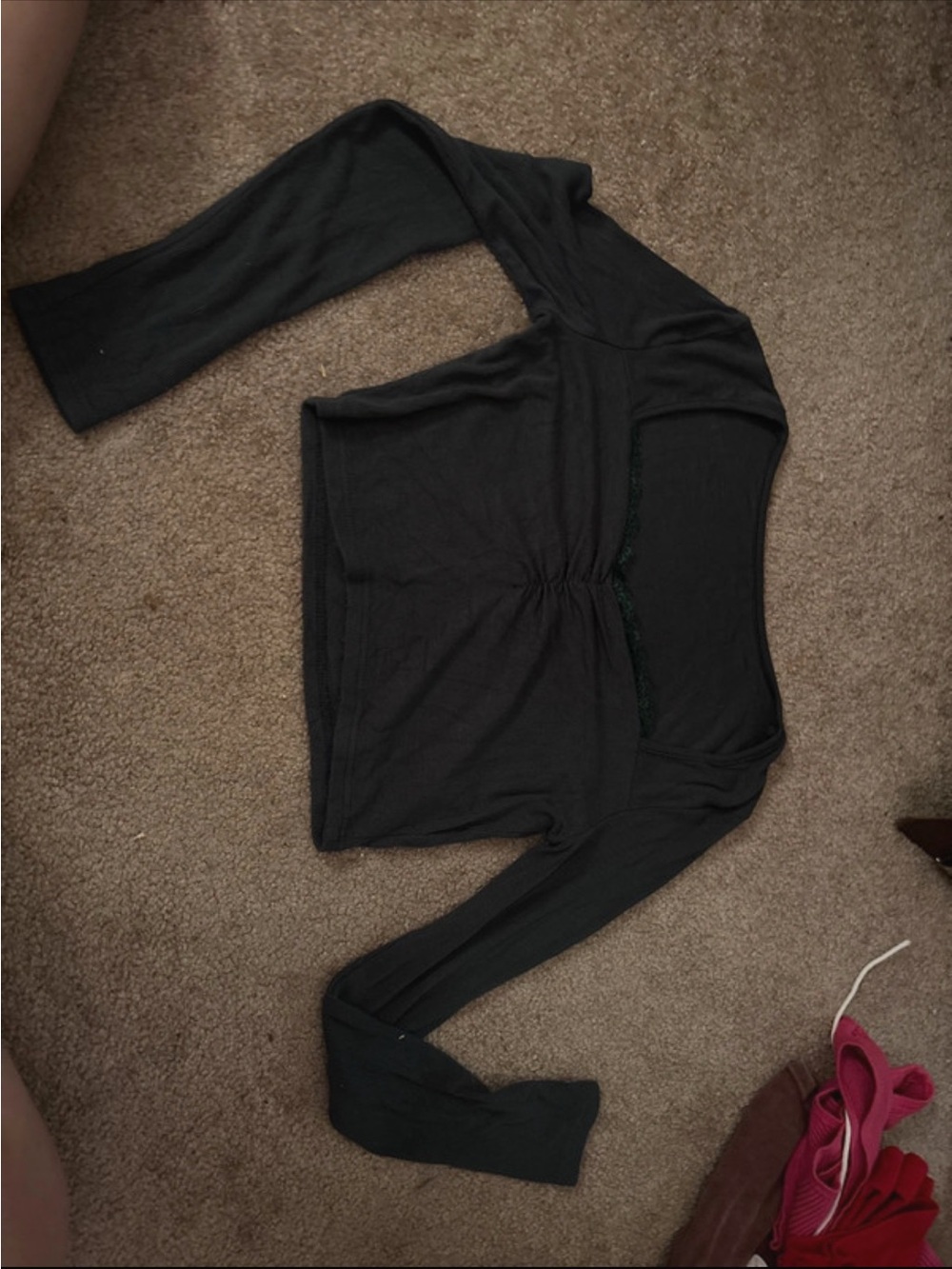 Dark Green Women's Long Sleeve Ruched Front Top